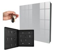 Armoire à clés métal & Verre 30x30x5 cm Gris Lisse Porte Gauche Noir | Rangement | Sécurité | Accroche-clés | Coffret | Boîtier | Décoratif | Crochet | Mobilier | Attache | Fixation | Entrée