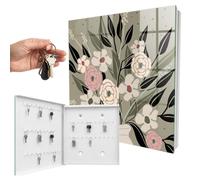 Armoire à clés Murale 30x30x5 cm Composition Florale Porte Gauche Blanc