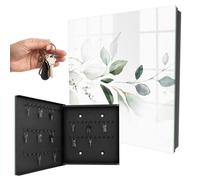 Armoire à clés Murale 30x30x5 cm Feuilles aquarelles Porte Gauche Noir
