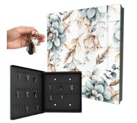 Armoire à clés Murale 30x30x5 cm Fleurs à l'aquarelle Porte Gauche Noir | Rangement | Sécurité | Accroche-clés | Coffret | Boîtier | Décoratif | Crochet | Mobilier | Attache | Fixation | Entrée