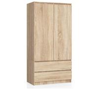 Armoire à Deux Portes - avec Tiroirs - 4 Étagères - Chêne Sonoma