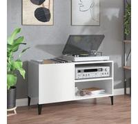 Armoire à disques blanc brillant 84,5x38x48cm bois d ingénierie Blanc G