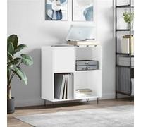 vidaXL Armoire à Disques, Support de Tourne-Disque, Armoire Latérale avec Rangement, Buffet de Salon, Moderne, Blanc Brillant Bois d'Ingénierie
