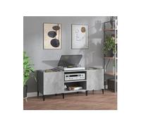 Armoire à disques gris béton 121x38x48 cm bois d ingénierie