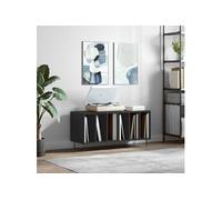 vidaXL Armoire à Disques, Support de Tourne-Disque, Armoire Latérale avec Rangement, Buffet de Salon, Moderne, Noir Bois d'Ingénierie