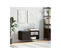 vidaXL Armoire à Disques, Support de Tourne-Disque, Armoire Latérale avec Rangement, Buffet de Salon, Moderne, Noir Bois d'Ingénierie