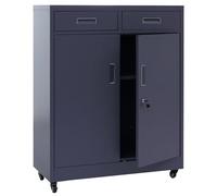 Armoire à dossiers HWC-O89, armoire en acier, armoire de bureau, roulettes, portes, tiroirs verrouillables, métal, 116 x 90 x 40 cm gris foncé