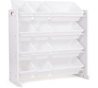 Armoire à jouets en bois Azomor adaptée aux enfants, avec 12 bacs de rangement amovibles