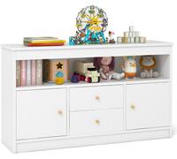 Armoire à jouets étagère pour enfants en bois armoire pour enfants avec 2 tiroirs et 2 portes 106 x 30 x 62 cm blanc
