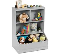 Armoire à jouets, meuble de rangement avec étagères ouvertes et compartiments, bibliothèque, étagère de rangement pour jouets (gris)