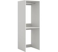 Armoire à lave-linge Fira, blanche, largeur 66 cm, avec un grand compartiment ouvert et une barre de suspension, conçue pour accueillir les machines à laver et les sèche-linge courants. Armoire de sal