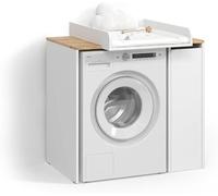 Armoire à lave-linge Paolina, blanc/aspect bois, 93,6 x 88,2 cm, 2 pièces avec table à langer. Table à langer pratique avec une hauteur ergonomique pour changer les couches confortablement sur le dos