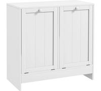 Armoire à linge - Avec 2 paniers - Bois - 66 x 33 x 68 cm - Pour buanderie - Design moderne - À monter soi-même - Blanc