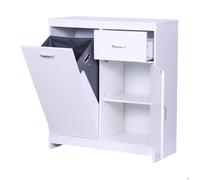 Armoire à Linge Relaxdays, Sac à Linge Pliable 48 l, tiroir, 2 Compartiments, H x L x P : 90 x 80 x 35 cm, Blanc