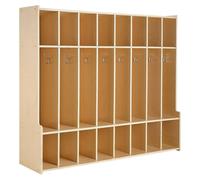 Armoire à manteaux pour enfants à 8 compartiments, rangement en bois pour tout-petits avec 16 crochets et kit anti-basculement, casiers modernes pour manteaux d'enfants avec 16 petits bacs de rangemen