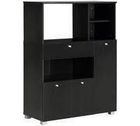 Armoire à micro-ondes - Armoire de cuisine - 90 x 40 x 120 cm - Tiroir - Étagères - Structure en bois - Noir