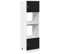 Armoire à micro-ondes moderne - vidaXL - Riga - Chêne Noir - 60x57x207 cm - Bois d'ingénierie - 2 portes - 1 étagère