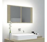 Armoire à miroir à LED de bain Chêne sonoma 80x12x45 Acrylique Brun G