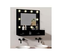 vidaXL Armoire à miroir avec LED – Étagère de rangement murale – Noir 60x31,5x62 cm