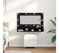 Cabinet Miroir LED vidaXL en Chêne Noir - 90x31.5x62 cm
