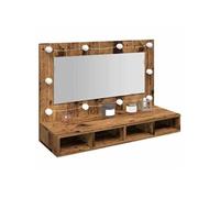 vidaXL Armoire à miroir LED 90x31.5x62 cm - Vieux bois