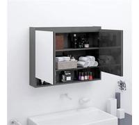 vidaXL Armoire miroir salle de bain 80x15x60 cm MDF Gris brillant