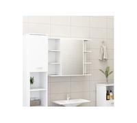 Armoire à miroir de salle de bain Blanc Bois d'ingénierie Blanc G