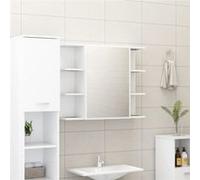 vidaXL Armoire à miroir de salle de bain - Meuble de rangement avec porte - Blanc bois d'ingénierie