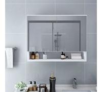 vidaXL Armoire à miroir de salle de bain LED Blanc 80x15x60 cm MDF