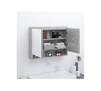 vidaXL Armoire à Miroir de Salle de Bain Meuble de Rangement Armoire Murale Suspendue Toilette Maison Intérieur 80x15x60 cm MDF Gris Béton Gris G