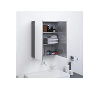 Armoire à Miroir de Salle de Bain Meuble de Rangement Armoire Murale Suspendue Toilette Maison Intérieur 60x15x75 cm MDF Gris Brillant