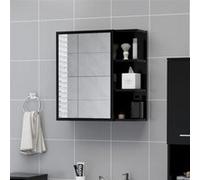vidaXL Armoire à Miroir de Salle de Bain, Meuble de Rangement avec Compartiment, Armoire de Toilette Maison Intérieur, Noir Bois d’Ingénierie