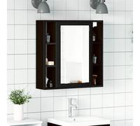 vidaXL Armoire de Salle de Bain avec Miroir Chêne Noir 60 x 16 x 60 cm Bois d'ingénierie