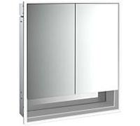 emco loft Armoire de toilette avec éclairage avec compartiment inférieur, 600 mm, modèle à encastrer, aluminium/miroir, 979805205, Exécution: 2 portes