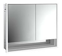 emco loft Armoire de toilette avec éclairage avec compartiment inférieur, 800mm, 2 portes, modèle à encastrer, aluminium/miroir, 979805211, Exécution: porte large à gauche