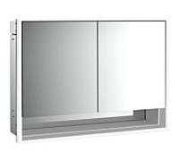 emco loft Armoire de toilette avec éclairage avec compartiment inférieur, 1000mm, 2 portes, modèle à encastrer, aluminium/miroir, 979805213, Exécution: 2 portes