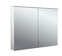 Armoire à miroir éclairée en saillie design Emco flat 2 979706404 1000x711mm, LED, avec voile de lumière, 2 portes, aluminium