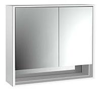 emco loft Armoire de toilette avec éclairage avec compartiment inférieur, 800mm, 2 portes, modèle apparent, aluminium/miroir, 979805210, Exécution: porte large à gauche