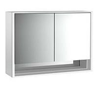 emco loft Armoire de toilette avec éclairage avec compartiment inférieur, 1000mm, 2 portes, modèle apparent, aluminium/miroir, 979805212, Exécution: 2 portes