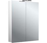 Armoire à miroir éclairée en saillie style Emco flat 2 979706302 600x721mm, éclairage supérieur à LED, 2 portes, aluminium