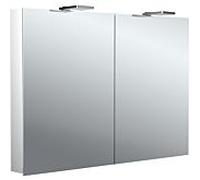 Armoire à miroir éclairée en saillie style Emco flat 2 979706304 1000x721mm, éclairage supérieur à LED, 2 portes, aluminium