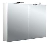 Emco pure 2 style armoire à miroir éclairée en saillie 979705304 1000x721mm, avec éclairage supérieur à LED, 2 portes, aluminium