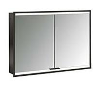 emco prime 2 Armoire de toilette avec éclairage, 1000 mm, 2 portes, modèle encastré, 949713555, Couleur: noir/miroir