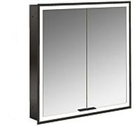 emco prime Armoire de toilette avec éclairage, 600 mm, 2 portes, modèle encastré, 949713571, Couleur: noir/miroir
