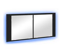 vidaXL Cabinet Miroir LED avec étagère Chêne Noir 100 x 12 x 45 cm, Miroir de Salle de Bain rectangulaire Moderne, Armoire éclairée LED, Rangement Mural en Bois conçu
