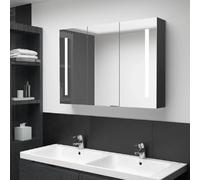 Cabinet de Miroir de Salle de Bain LED Bandes LED Doubles 3 Étagères Rangement 89x14x62 cm Noir