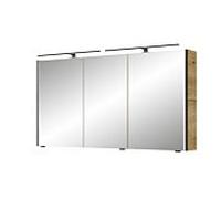 Armoire à miroir Pelipal Série 7045 SDEA02413G167BA 2 LED plus éclairage supérieur, trois portes, noir, 130 cm