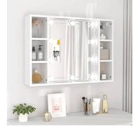 vidaXL Armoire à miroir avec LED – Bois d'ingénierie 76x15x55 cm – Blanc – Salle de bain