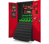 Armoire à outils Armoire d'atelier en acier anthracite-rouge 185x90x50