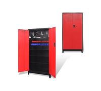 vidaXL Armoire à outils avec 2 portes acier 90x40x180 cm noir/rouge